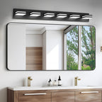 IZORRO LED Modern Bathroom Lights Fixtures(6-Light,Dimmable,360°Rotate),Matte Black Acrylic Wall Lighting,Vanity Lights for Bathroom Over Mirror - 6000k 36In （No Assembly Required）