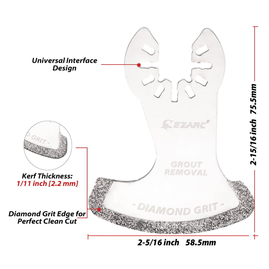 EZARC Oscillating Multi Tool Swing Diamond Blades, Diamond Oscillating Tool Blade, Mortar Cutting Saw Blades for Grout Removal DO57S, 3-Pack