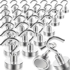30Pcs Super Strong Magnetic Hooks, 25lbs Magnetic Hook Heavy Duty for Hanging, Rare Earth Neodymium Magnet Hooks, for Cruise Ship Camping Grill Kitchen Fridge Garage Wall