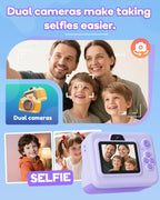 Instant Print Camera for Kids,2.4 Inch Screen Kids Instant Cameras, Christmas Birthday Gifts for Girls Age 3-12, Portable Toddler Toy for 3 4 5 6 7 8 9 10 Year Old Girls Boys Purple