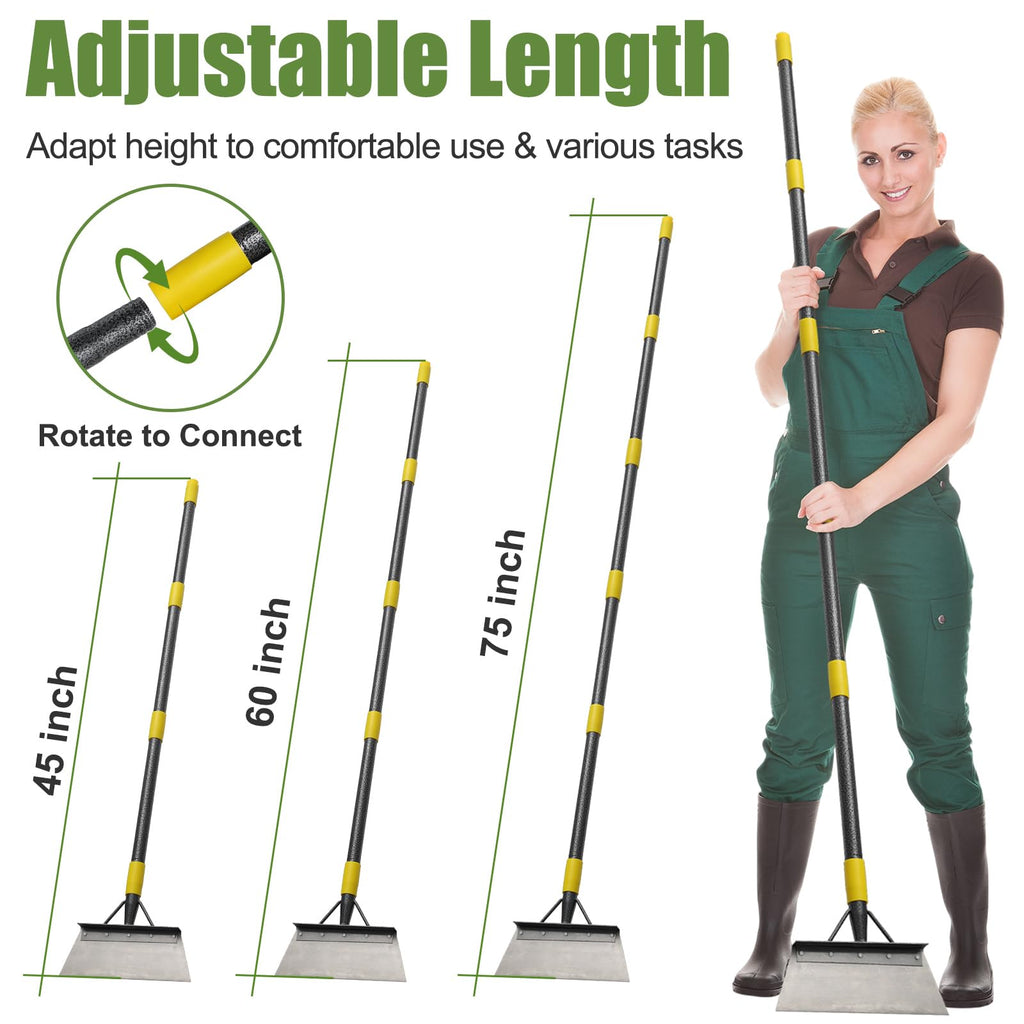 Floor Scraper Long Handle Heavy Duty, 60" Metal Ice Scraper for Driveway, Multifunctional Weed Scraper for Weed Cleaning Edging Trenching & Removing Snow Ice Dirty Moss