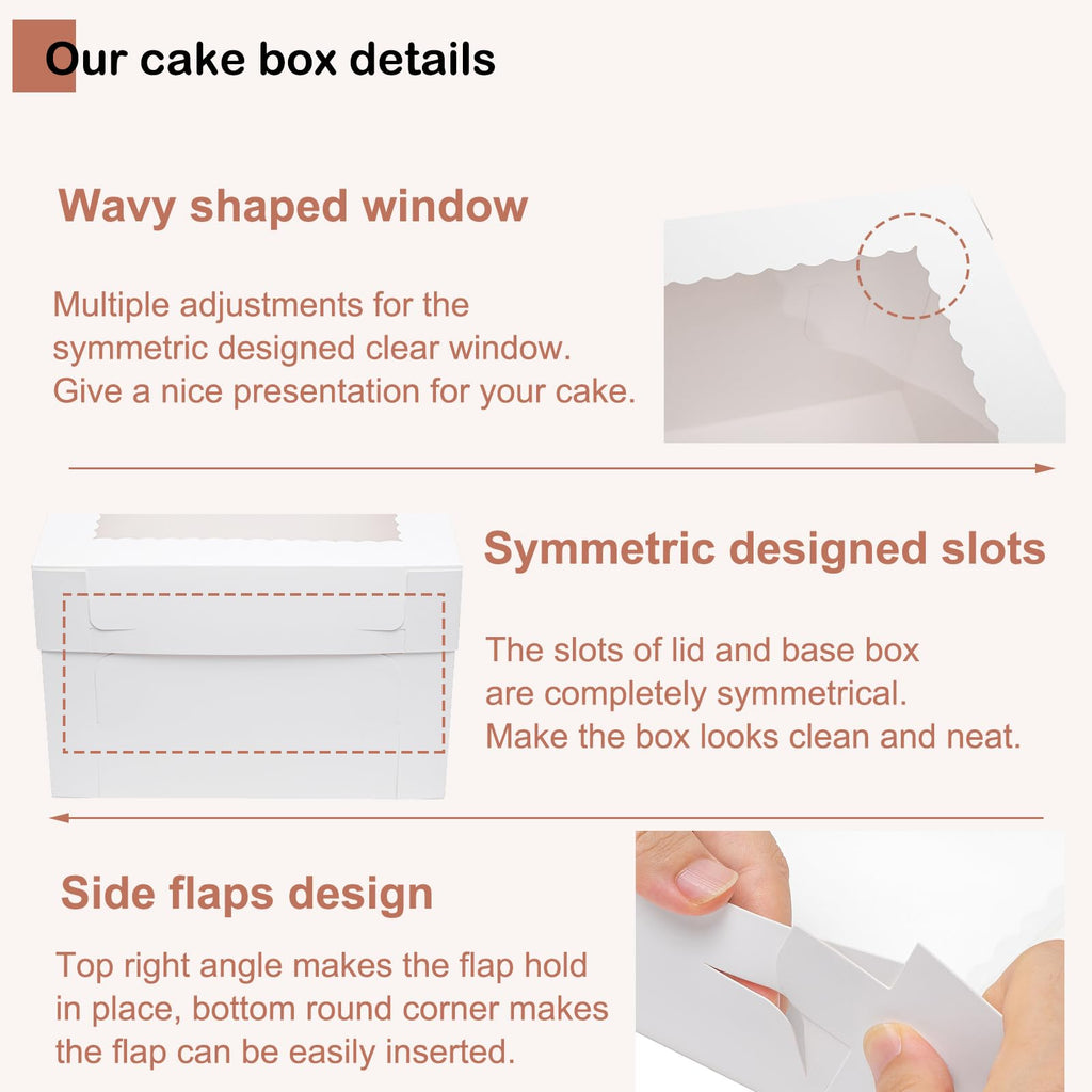 Mcfleet 16pcs Tall Cake Boxes 12x12x12 Bakery Boxes for Tier Cakes with Window 12 Inch White Large Cardboard Bakery Take Out Carrier Containers with Lids for Wedding, Birthday, Party