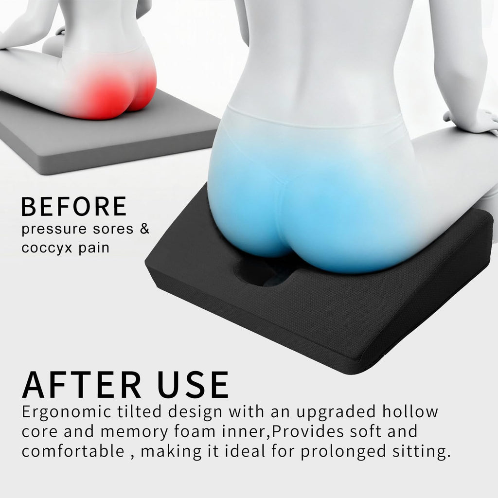 FoKon Gel Wheelchair Seat Cushion,Bed Sore Cushions for Butt,hemorrhoid Pillow,Sciatica,Back,Coccyx,Pressure Sore/Ulcer Pain Relief Butt Pillow,Ergonomic Chair Cushion, Anti-Slip&Washable Cover(Blue)