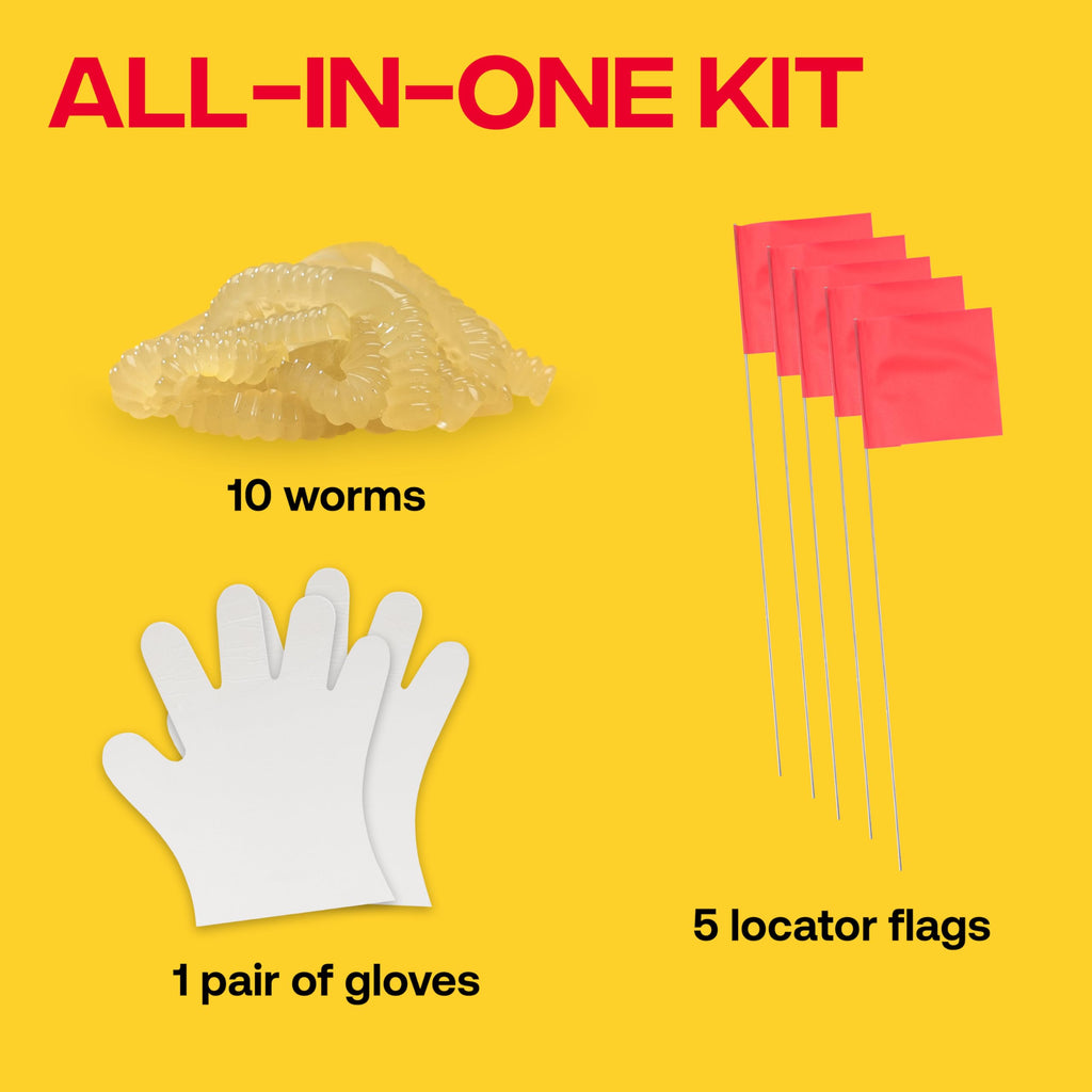 Victor Poison Moleworms - M6009 - 10 Worms, 5 Tunnel Locator Flags - Kills Moles Outdoors