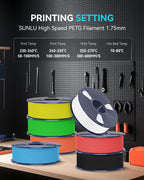 SUNLU High Speed PETG 3D Printer Filament 1.75mm, 1kg Spool, Sky Blue