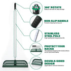 SOYUS Artificial Turf Rake, 2-in-1 Turf Sweeper for Carpets & Garden Lawns