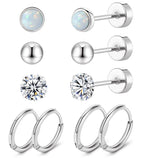 MJust G23 Titanium Earrings Set – Hypoallergenic Flat Back Studs & Hoops