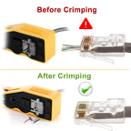 RJ45 Crimp Tool Kit Pass Through Ethernet Crimper for Cat5e Cat6 Cat6a 8P8C Modular Plugs,Cat6 Crimping Tool with 20 Connectors,20 Covers,1 Mini Stripper,100 Cable Zip Ties,1 Cable Tester, 2 Blades