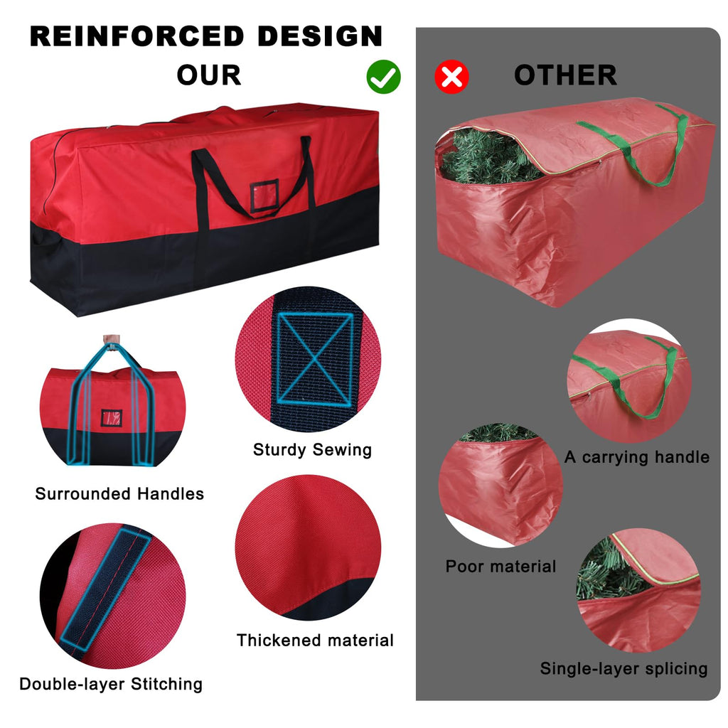 Bstge Christmas Tree Storage Bag, 7.5 ft, 600D Oxford, Red Black