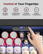 Feelfunn Wine Cooler Refrigerator - 26 Bottle 126 Can Mini Wine Fridge with Glass Door for Beer Soda Water Drink, Small Wine Cellar Beverage Refrigerator for Bedroom Office Home Bar Dorm, 3.2 Cu.Ft