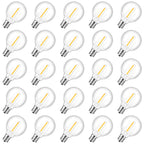 GvvooHome 25 Pack G40 LED Replacement Light Bulbs, Waterproof Clear Globe Light Bulb E12 Screw Base for Outdoor String Lights, Patio Cafe Décor, Dimmable, Warm White