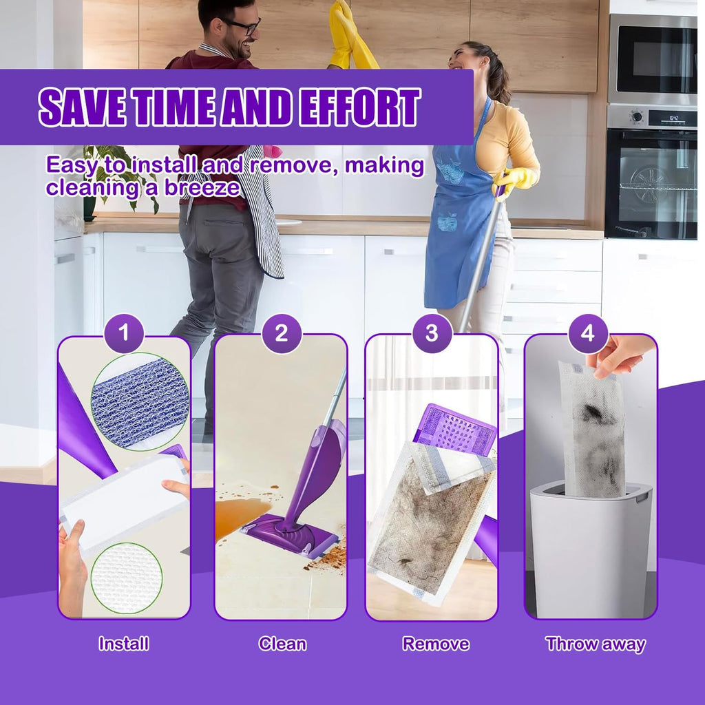 100 Pack Disposable WetJet Pads Refills for Swiffer Wet Jet Mop - Multi-Surface Floor Cleaning Mop Pads, Compatible with Swiffer Wet Pads Refill, 4 Layers Thickened & Durable | Heavy-Duty Absorbent