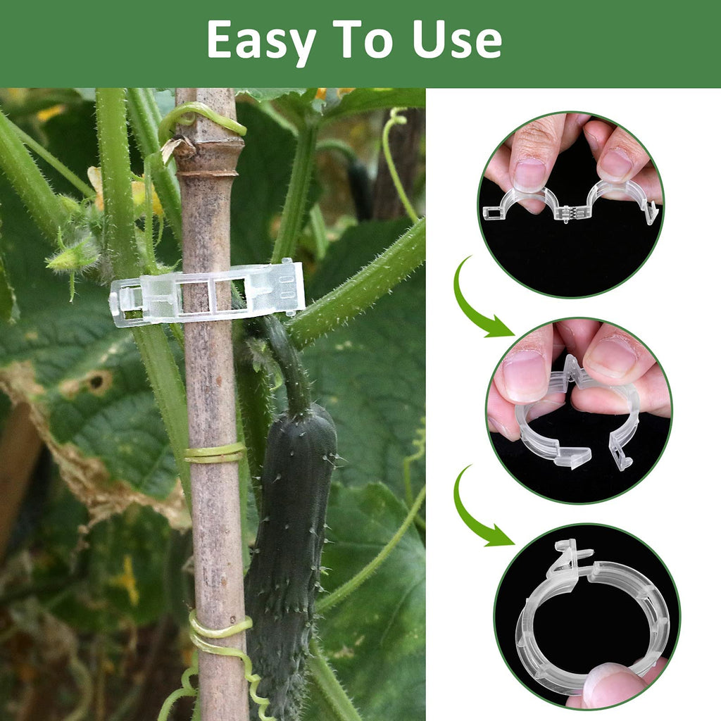 400 Pcs Plastic Trellis Plant Support Clips for Support, Grape and Tomato Vine, Vegetables Plants, Garden Clips to Grow Upright Makes Plants Healthier