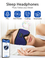 LC-dolida Sleep Headphones, Sleep Mask Bluetooth Wireless Music Eye Mask, Sleeping Headphones for Side Sleepers Sleep Mask with Bluetooth Headphones Ultra-Thin Stereo Speakers Perfect for Sleeping