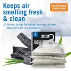 4 Pack Moisture Absorber Hanging Bags, Boat Dehumidifier with Charcoal, Unscented, Removes Dampness and Musty Odors, Ideal for Basement, Closet, Home, Car, RV, and Boating