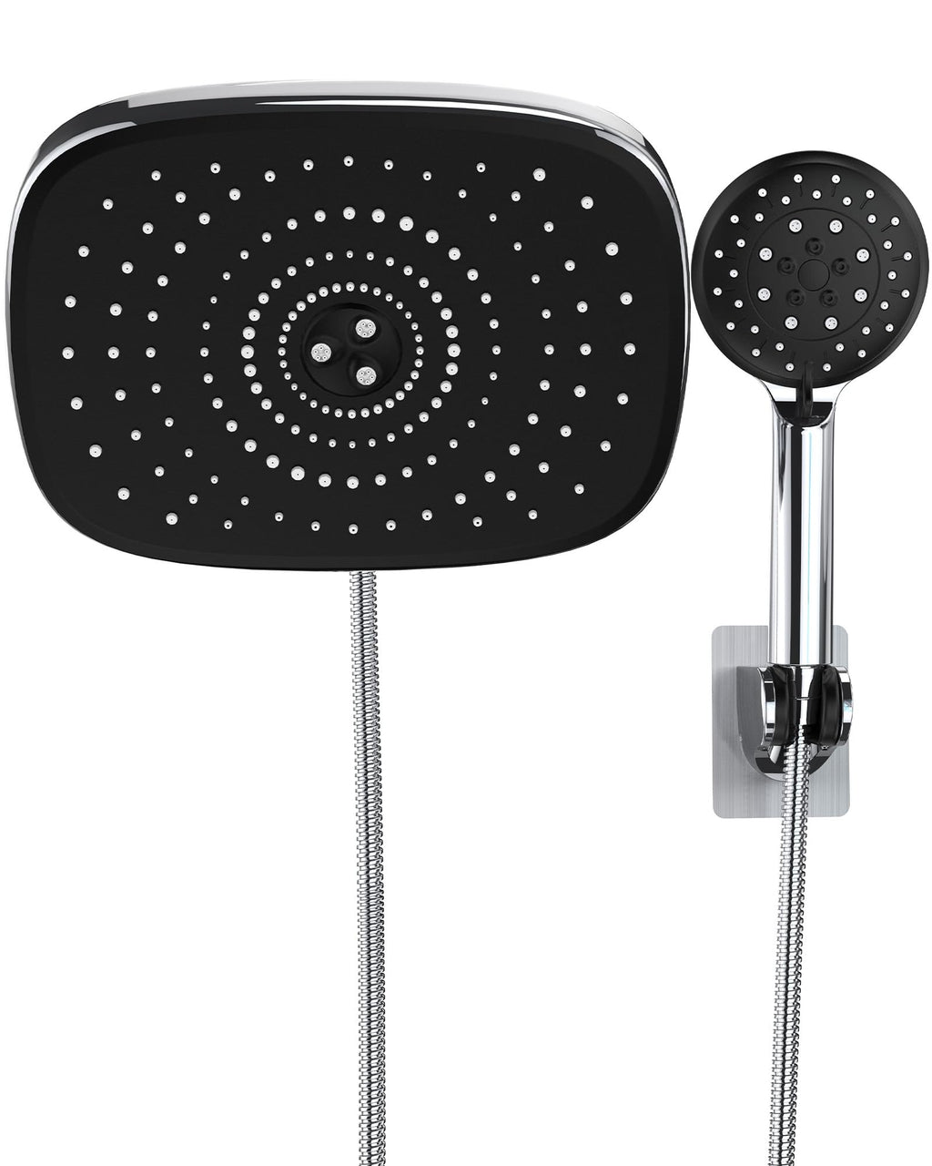 Veken 10'' Rain Shower Head with Handheld, High Pressure Rainfall Showerhead Combo with 5 Handheld Water Spray Modes for Bathroom Accessories, Home Decor, Detachable Dual Shower Heads, Brushed Nickel