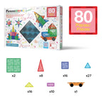 PicassoTiles 80 Pcs Magnetic Building Tiles Magnet Building Block Toys W/Car Diamond Educational Construction Playset Toy for STEM Sensory Gifts Kid Brain Development Stacking Blocks Construction Set