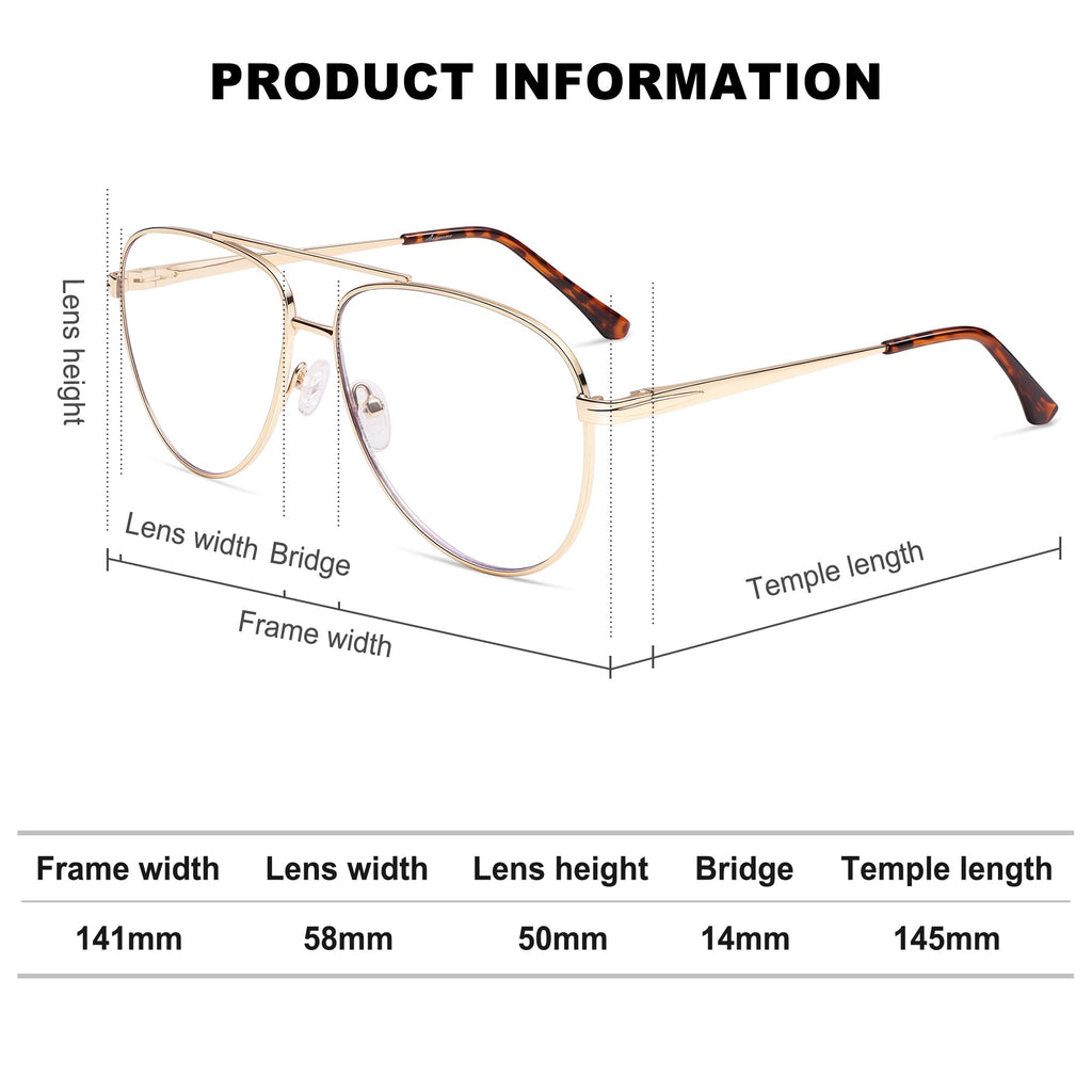 AMOMOMA Aviator Reading Glasses for Women,Men Blue Light Blocking Computer Readers Trendy Retro Metal Frame AM6162US, Black&Gold&Silver 1.00x