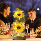 Touloube Sunflower Gifts for Women, Enchanted LED Sunflower Lamp, Unique Artificial Flowers in Glass Dome, Present for Christmas,Birthday, Anniversary, Wedding,Mother's Day for Wife Mom Grandma