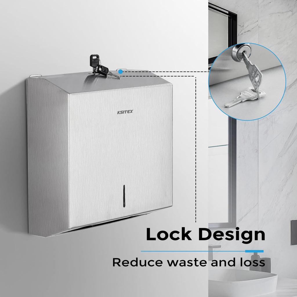 KSITEX Paper Towel Holder Dispenser Wall Mount,SUS304 Stainless Steel