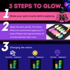 ABEIER Glow in the Dark Acrylic Paint Set, 10 x 2 oz, Blacklight