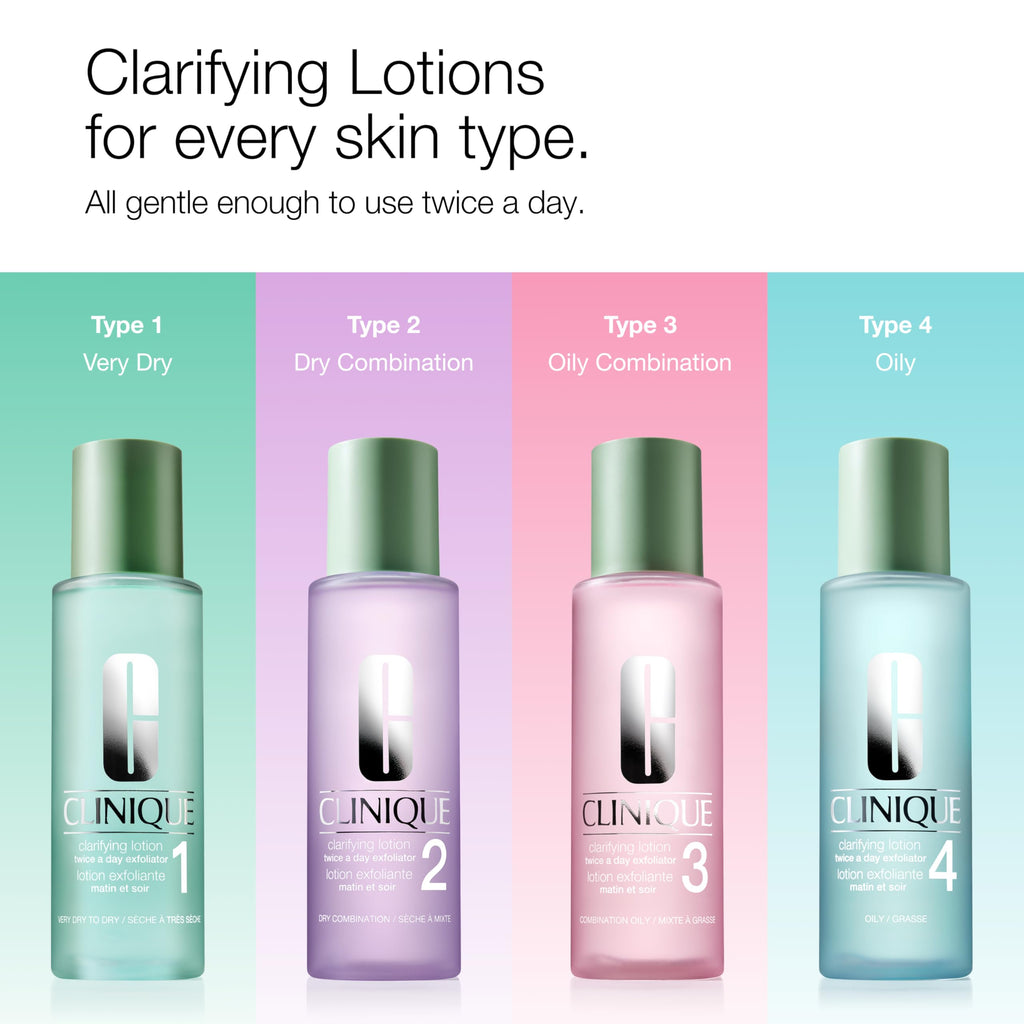 Clinique 3-Step Clarifying Lotion Face Exfoliator 4 | Toner With Witch Hazel + Salicylic Acid | For Oily Skin Types, 13.5 Fl Oz