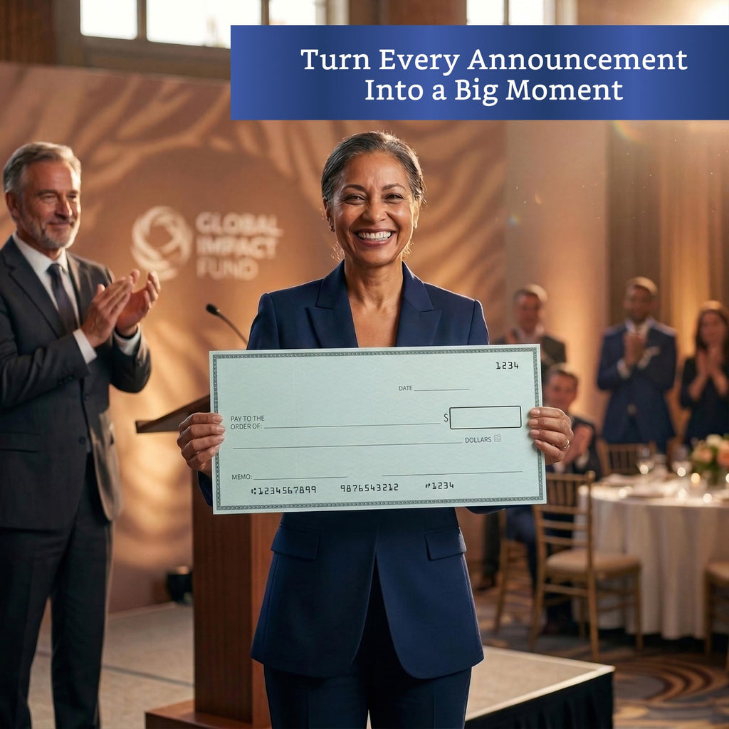Giant Check (23.5 x 12.5 inches - Medium Size) - Big Checks for Presentations, Awards, Donations, Ceremonies and Events