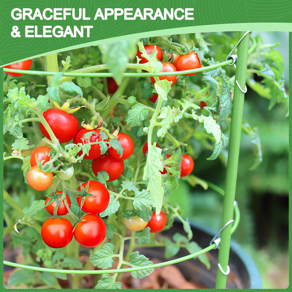 KLS 3 Pack Tomato Cage for Pots Plant Support, Upgrade 24 Inches Tomato Cages for Garden, Pepper Cage Trellis Kit with Plant Tie and Clips (24")