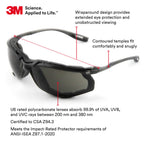 3M Safety Glasses, Virtua CCS, Pack of 1, ANSI Z87, Anti-Fog, Gray Lens, Black Frame, Corded Ear Plug Control System, Removable Foam Gasket