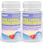 RXZELL Adult Cough Relief, Dextromethorphan HBr 15mg (200 Softgels), 8 Hour Long Lasting, Non-Drowsy, Cough/Bronchial Suppressant
