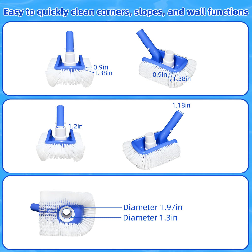 Pool Vacuum Head Brush for Inground & Above Ground Pools, Heavy Duty Round Scrubber Pool Brush with 1/4" or 1/2" Swivel Hose Connection, No Pole