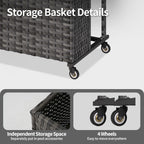 SunSwell Wicker Pool Float Storage Organizer, Rattan Outdoor Float Holder Poolside Storage Basket Caddy Cart for Floaties, Noodles, Life Vests，1 Open Compartment1