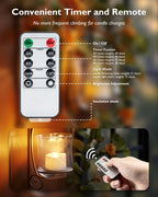 Homemory 12pcs Remote Timer LED Tea Lights Candles, 400+Hours Flickering Flameless Battery Votive Tealights for Tabletop Lighting, Centerpieces Decor, Holiday
