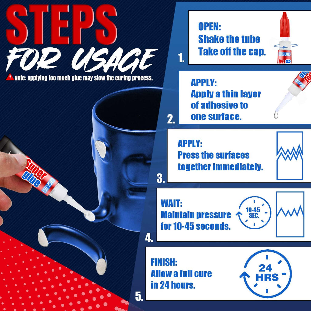 ALECPEA Super Glue, 48 X 3g, Liquid Instant Glue for Metal and Ceramic
