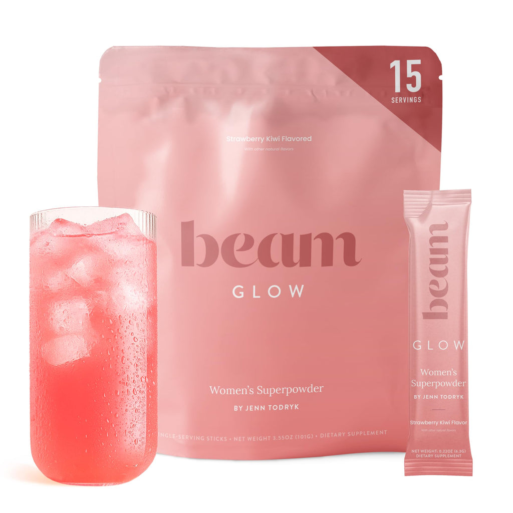 BEAM Glow Women's Wellness Supplement, Cortisol Support with Ashwagandha for Women, Daily Vitamins for Cycle Health, Mood, Energy & Stress Support with Selenium, Zinc, Vitamin A, Biotin, B Vitamins