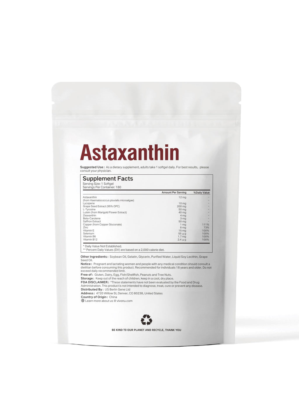 14-in-1 Astaxanthin 12mg & Lutein 40mg with Zeaxanthin Supplements, 6 Month Supply, Fresh Microalgae Source, Supports Eye, Skin, Antioxidant, Joint, Circulatory Health Non-GMO Gluten Free 180 Softgels