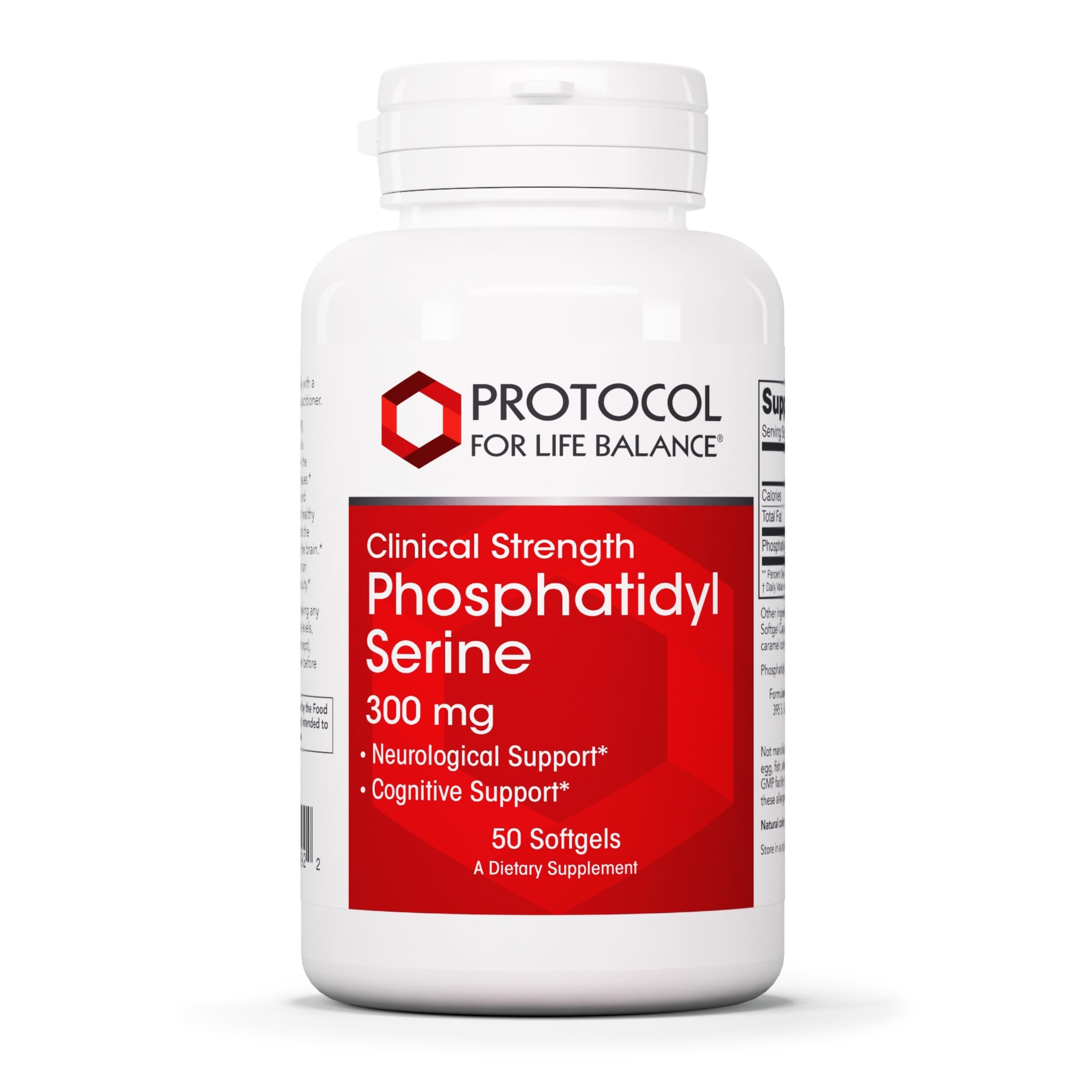 PROTOCOL FOR LIFE BALANCE Phosphatidylserine 300mg - Supports Brain Functions & Memory Health* - Phosphatidylserine Supplement - Keto Friendly & Egg Free - 50 Softgels
