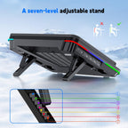 IETS GT600 RGB Laptop Cooling Pad with Giant Turbo Fan (5.5" Diameter), Sealed Foam for Fast Cooling, Laptop Cooler