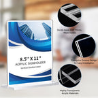 12 Pack Acrylic Sign Holder 8.5 x 11, Double-Sided Clear Sign Holder Plastic Stands for Display, T Shape Acrylic Table Sign Stands for Office Store Restaurants Wedding Party Decoration