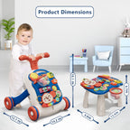 QDRAGON 3 in 1 Baby Walker and Activity Center for Boy, Learning to Walk, Sit to Stand, Early Educational Push Toys with Music Panel for Infant Toddler 12+ Months Blue