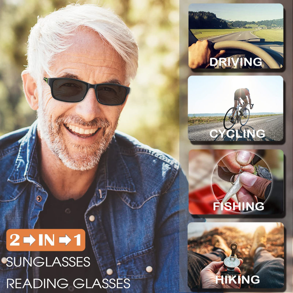 SUNAMOY Wide Reading Glasses For Men Blue Light Blocking Computer Readers Stylish Designer Sport Cheater Large Head Frame Nice Black Photochromic Tinted Dark Transition Eyeglasses 2 Packs