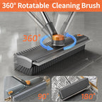 3 in 1 Floor Scrub Brush,Floor Scrubber with Squeegee and Tweezer, Push Broom with Long Handle,Heavy-Duty Stiff 90° Bristle Broom for Patio,Shower, Garage,Deck,Tile, Concrete & Wood Surface