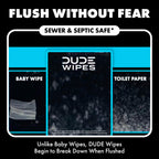 DUDE Wipes Odor Destroyer Flushable Wipes - Extra-Large Adult Wet Wipes - 6 Pack (288 Count) - Deodorizing, Lightly Scented, Controls Odor for up to 24 Hours - Septic and Sewer Safe