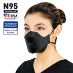 BNX N95 Mask NIOSH Certified MADE IN USA Particulate Respirator Protective Face Mask, Tri-Fold Cup/Fish Style, (20-Pack, Approval Number TC-84A-9362 / Model F95B) Black
