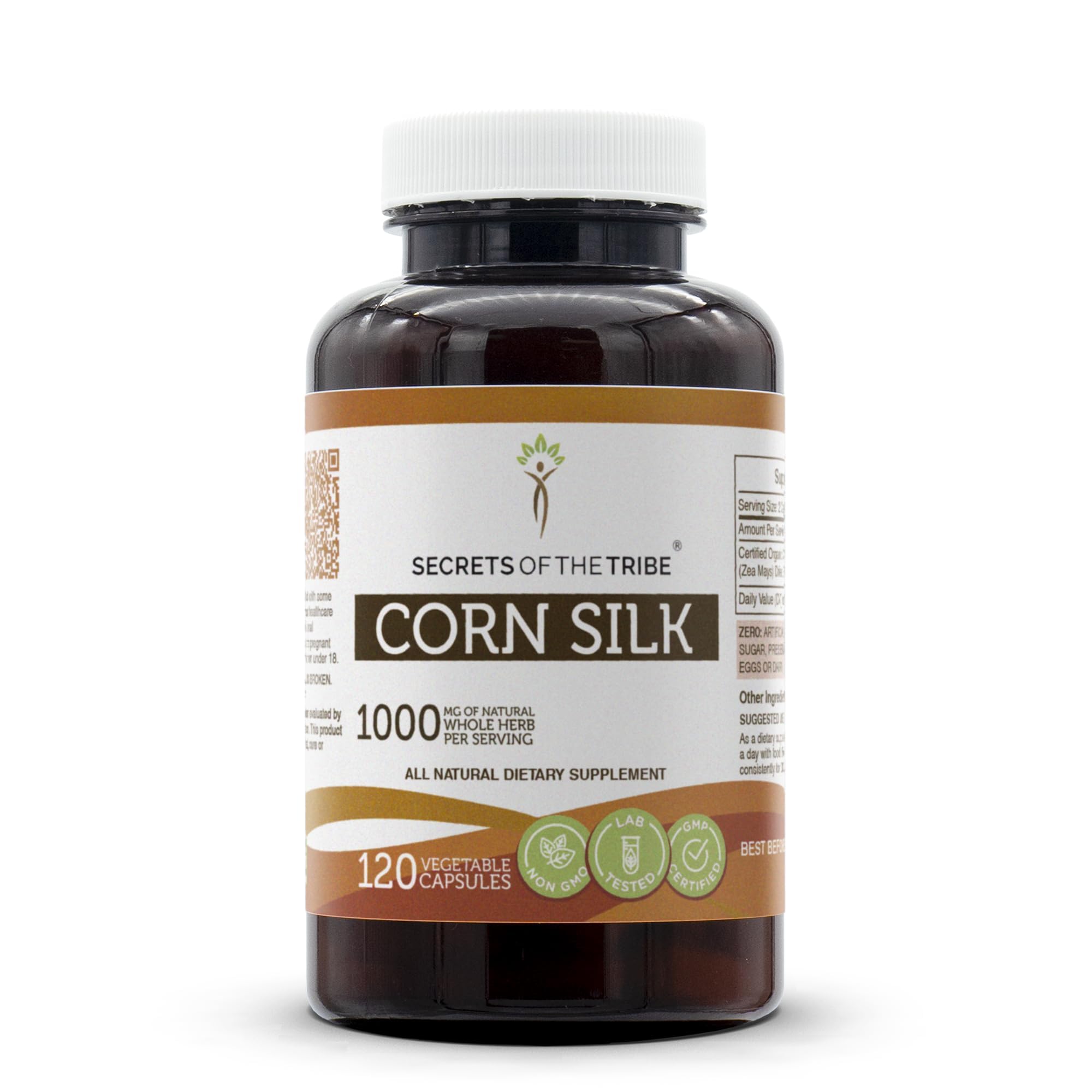 Secrets of the Tribe Corn Silk USDA Organic Capsules | Certified Organic Vegetarian Capsules, Herbal Dietary Supplement | Zea Mays Dried Silk (120 Count)