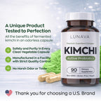 LUNAVA Kimchi Capsules with Prebiotics & Probiotics, Fermented Kimchi Superfood Supplement, Gut Health Supplements, One Complete Formula for Digestive and Immune Support, 90 Vegan Capsules