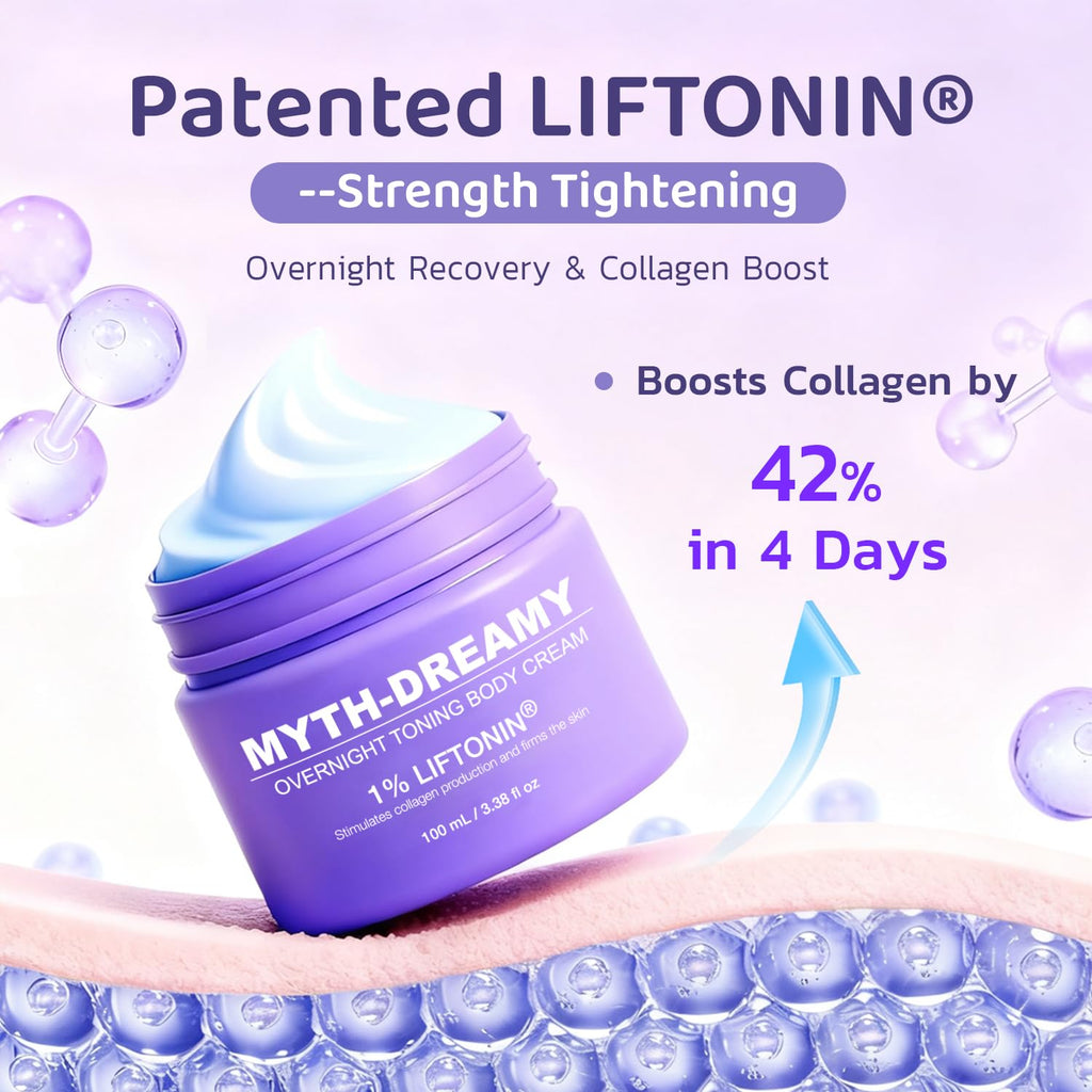 MYTH-Dreamy Overnight Toning Whip Firming Cellulite Cream, Skin Firming and Tightening Lotion While You Sleep - Helps Tighten Loose Skin & Cellulite on Body Belly Booty Arms Thighs with Gua Sha Tool