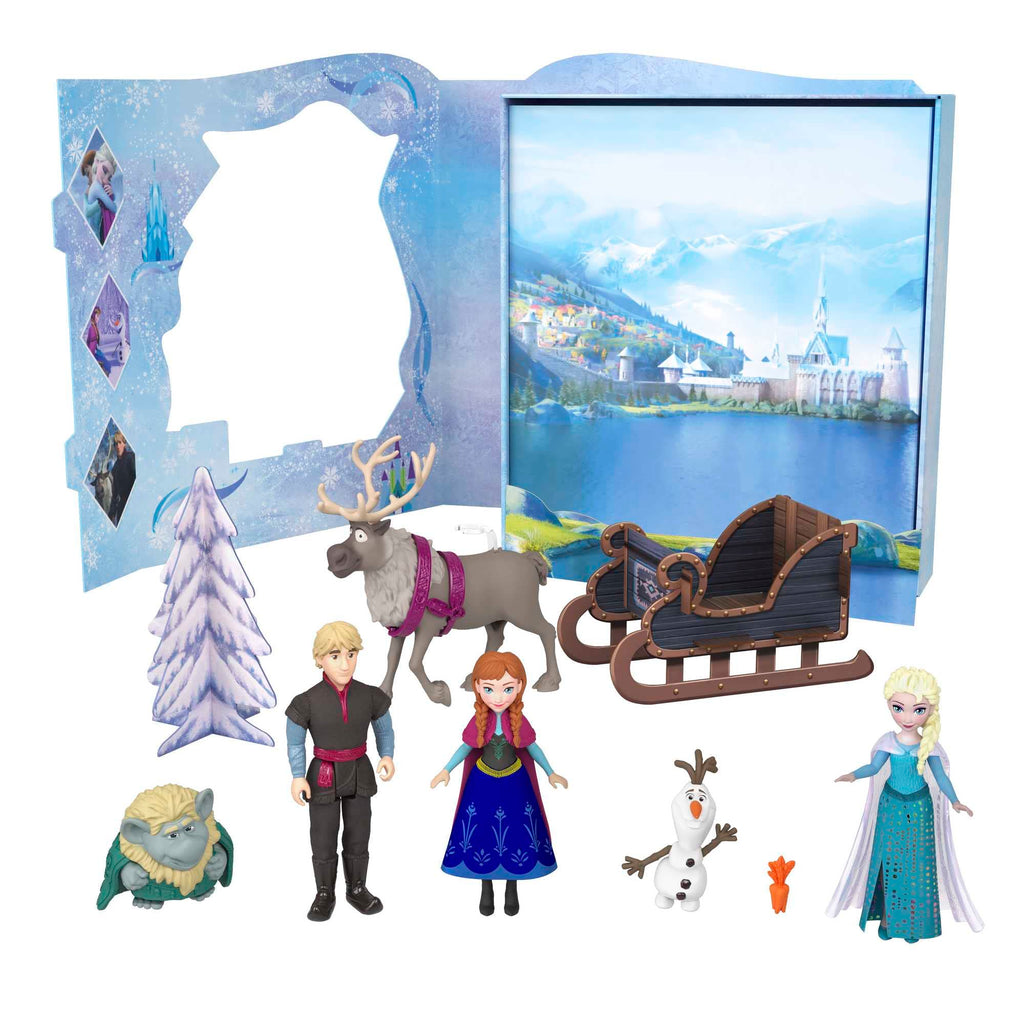 Mattel Disney Frozen Toy Set with 6 Key Characters, Classic Storybook Playset, 4 Small Dolls, 2 Figures & Accessories, Inspired by the Movie