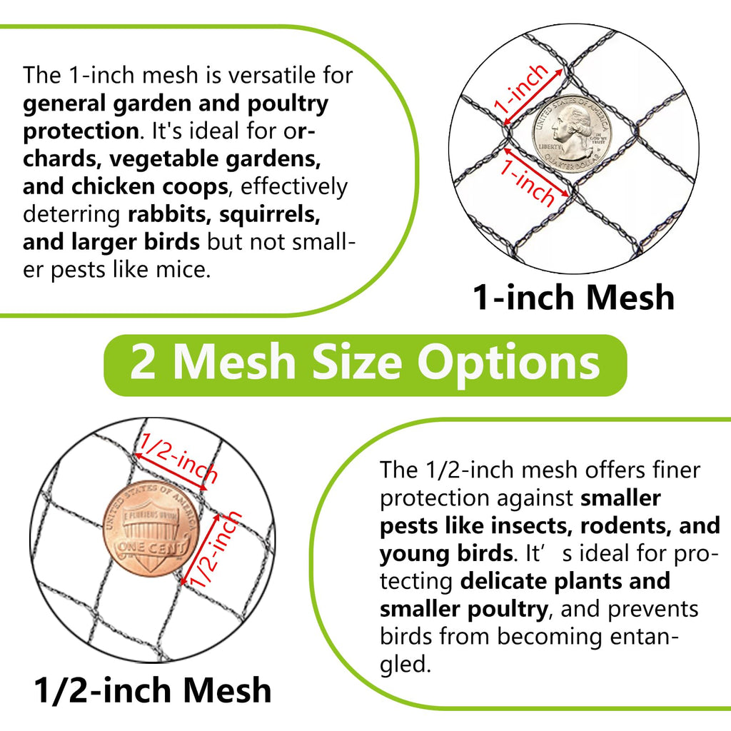 POYEE 30 x 30 FT Bird Netting for Garden Woven Mesh Garden Netting for Plants, Vegetable, Fruit Trees, Blueberry Bushes, Strawberries Against Birds, Deer, Squirrels and Other Animals