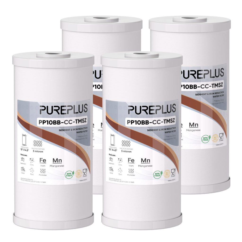 PUREPLUS 5 Micron 10" x 4.5" Whole House PP Sediment Resin Composite Water Softener Filter Cartridge for GE FXHTC,GXWH40L,GXWH35F,GNWH38S,Culligan RFC-BBSA,WRC25HD,Pentek RFC-BB,4Pack